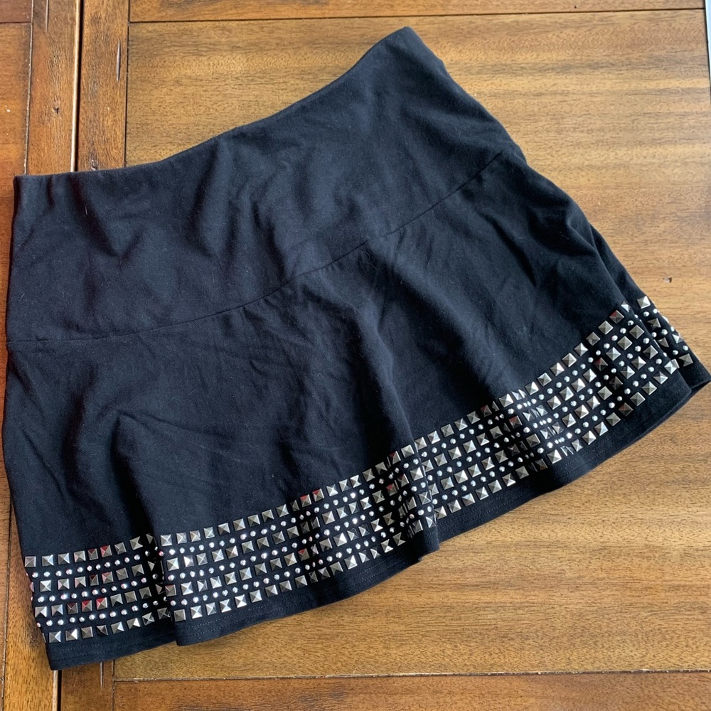 Vintage Express studded fit and flare mini skirt